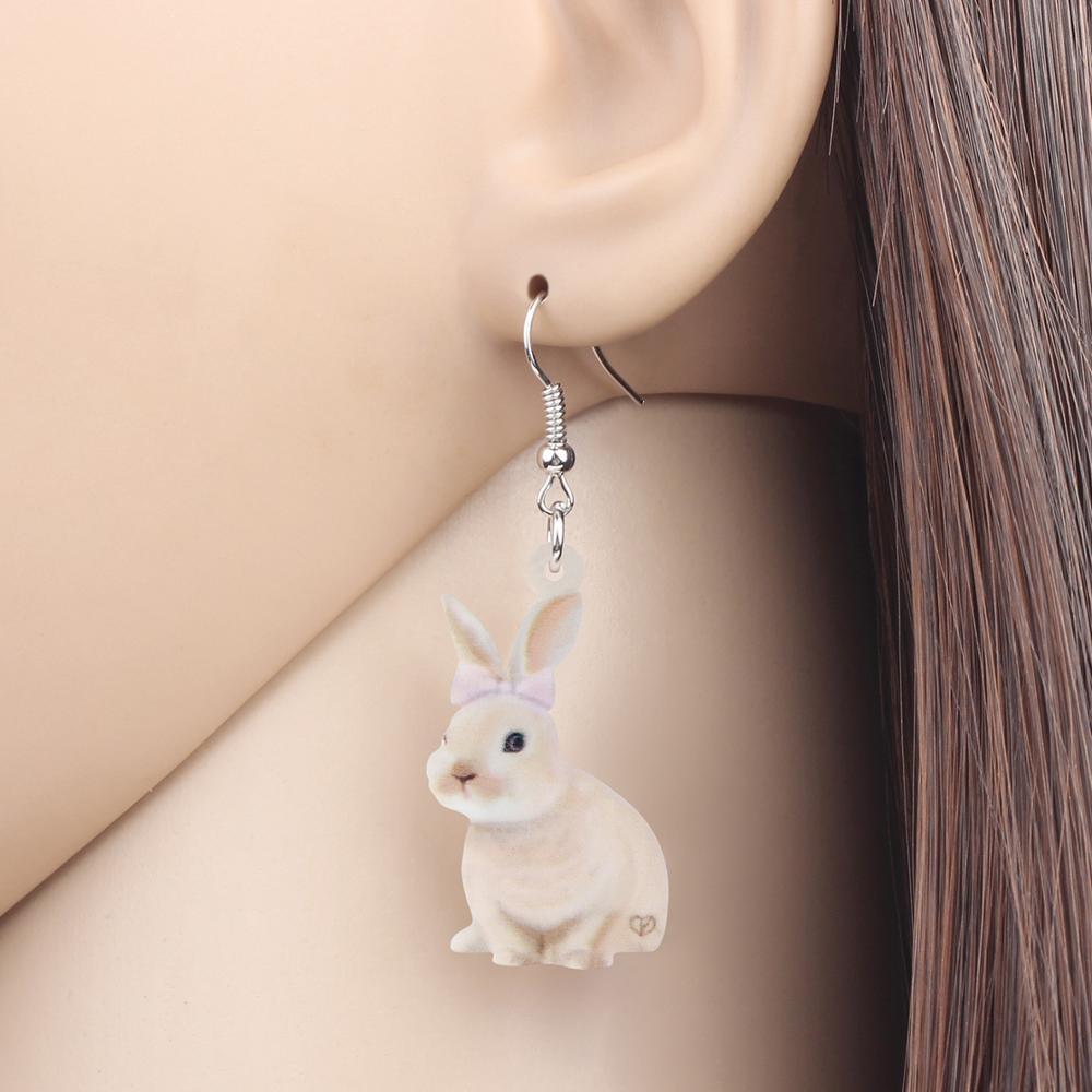 Girls Rabbit Dangle Earrings Acrylic Cute Accessory by HitMyNeed