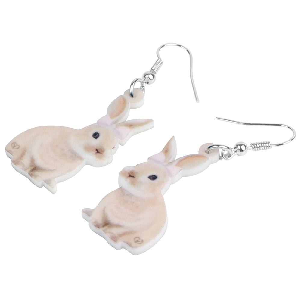 Girls Rabbit Dangle Earrings Acrylic Cute Accessory by HitMyNeed