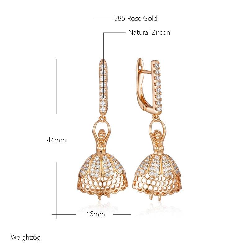 Girls Rose Gold Ballerina Zircon Stud Earrings by HitMyNeed