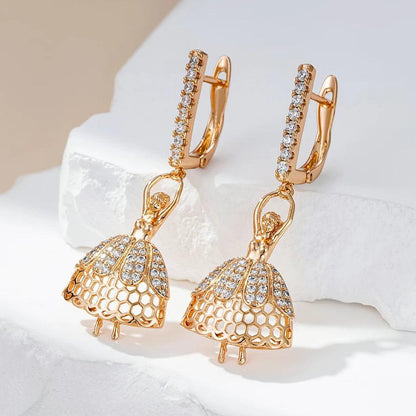 Girls Rose Gold Ballerina Zircon Stud Earrings by HitMyNeed