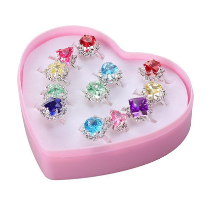 Girls' Toy Rings Set in Heart Box, 12-Piece by HitMyNeed