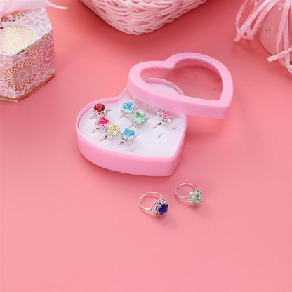 Girls' Toy Rings Set in Heart Box, 12-Piece by HitMyNeed