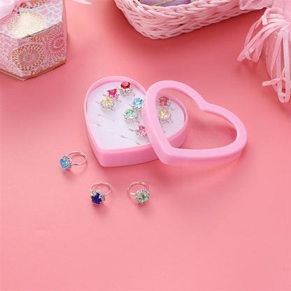 Girls' Toy Rings Set in Heart Box, 12-Piece by HitMyNeed