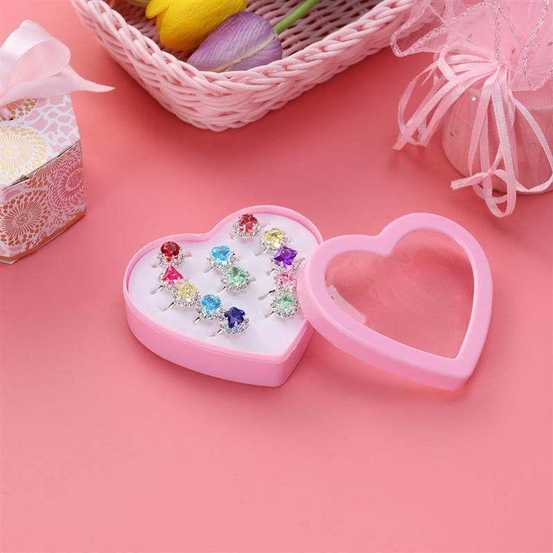 Girls' Toy Rings Set in Heart Box, 12-Piece by HitMyNeed