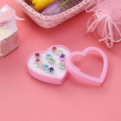 Girls' Toy Rings Set in Heart Box, 12-Piece by HitMyNeed