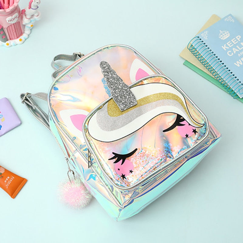 Girls Unicorn Holographic School Backpack by HitMyNeed