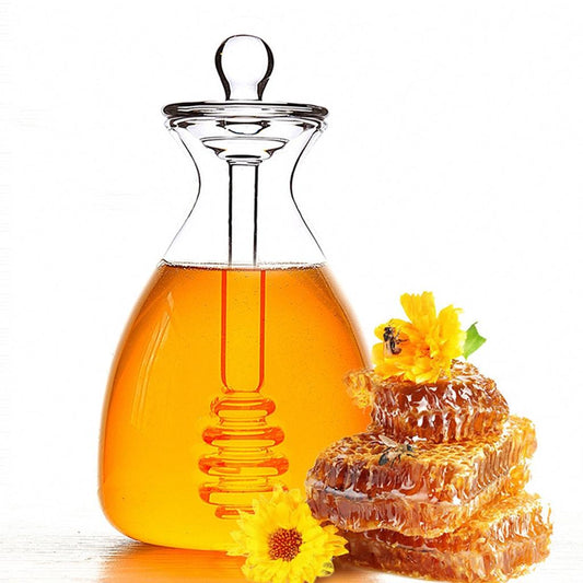 Glass 500ml Honey Pot with Integrated Dipper by HitMyNeed