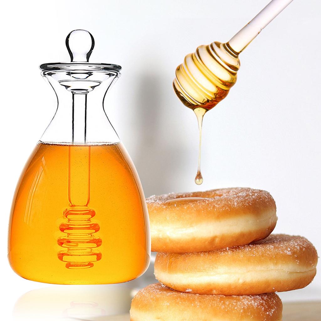 Glass 500ml Honey Pot with Integrated Dipper by HitMyNeed