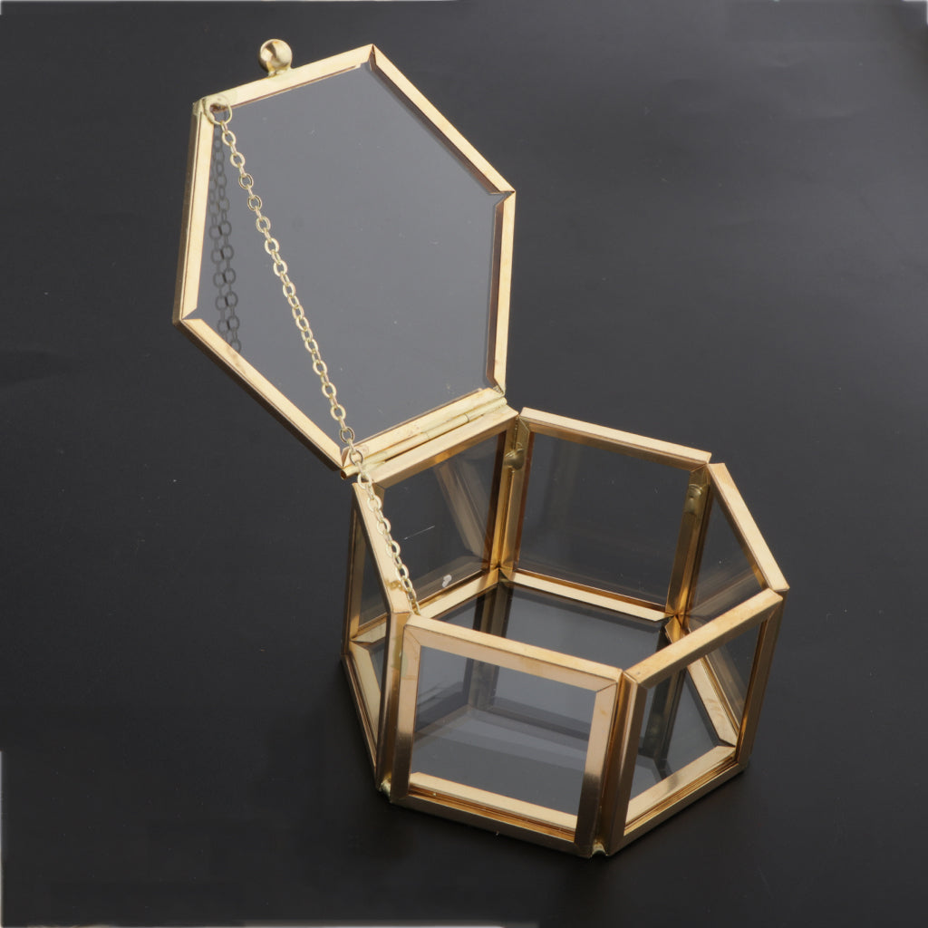 Glass and Gold Hexagon Jewelry Box by HitMyNeed