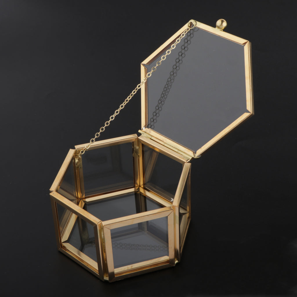 Glass and Gold Hexagon Jewelry Box by HitMyNeed