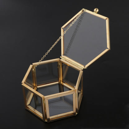 Glass and Gold Hexagon Jewelry Box by HitMyNeed