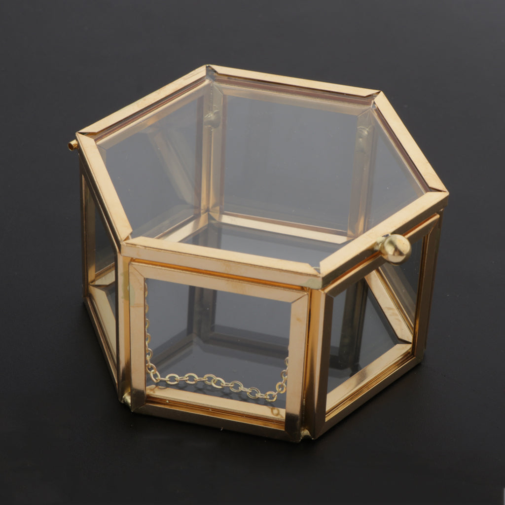 Glass and Gold Hexagon Jewelry Box by HitMyNeed