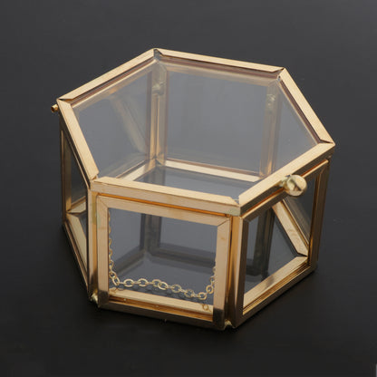 Glass and Gold Hexagon Jewelry Box by HitMyNeed
