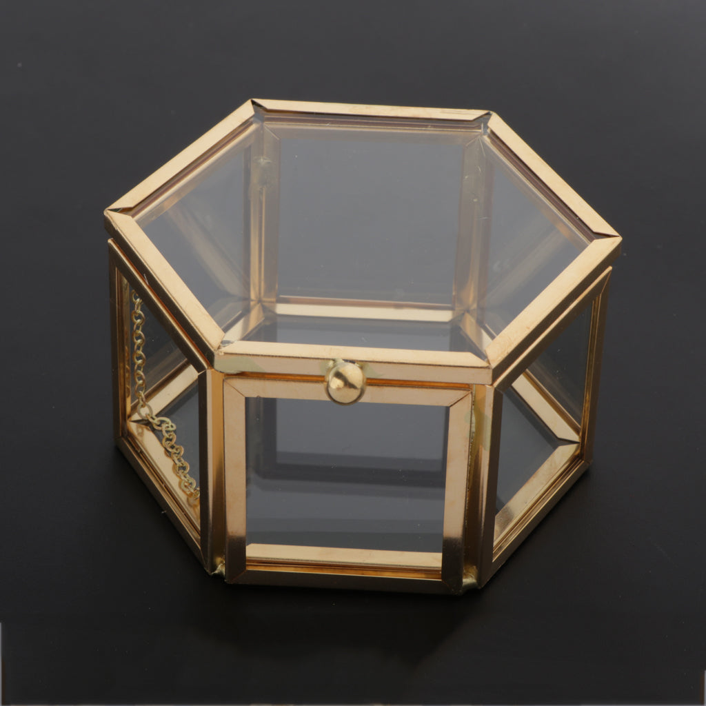 Glass and Gold Hexagon Jewelry Box by HitMyNeed