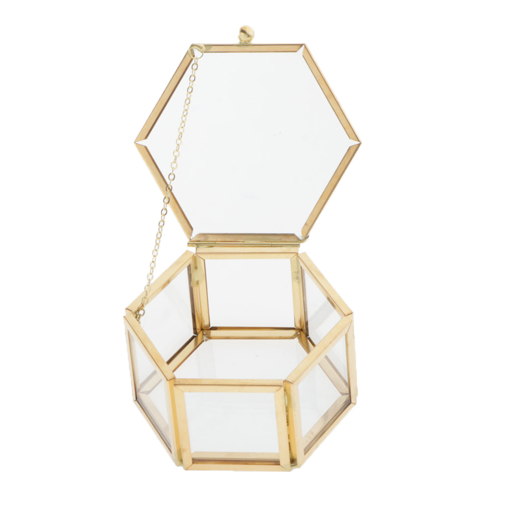 Glass and Gold Hexagon Jewelry Box by HitMyNeed