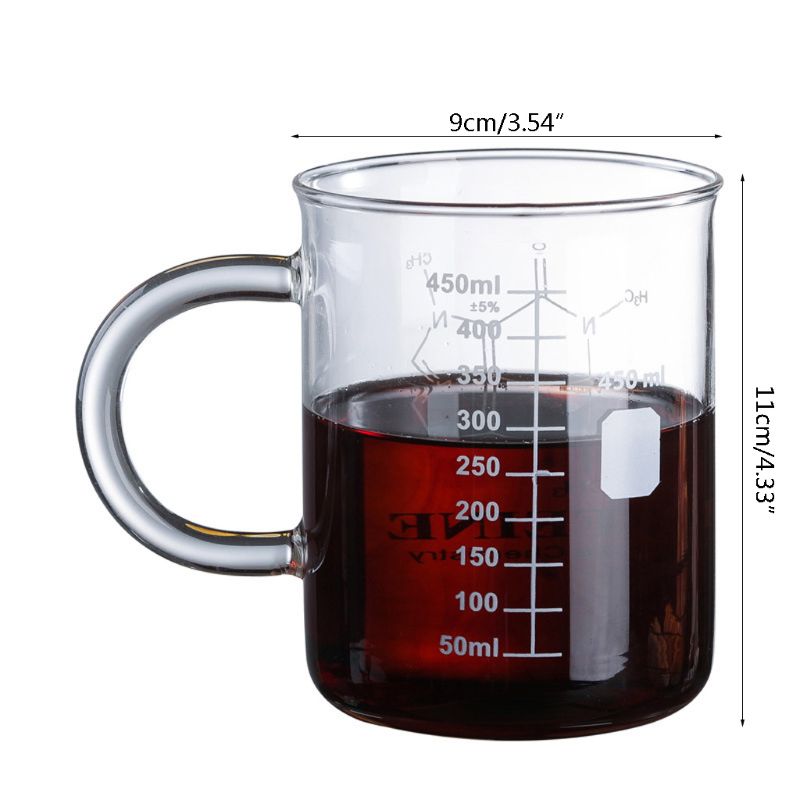 Glass Beaker Coffee Mug with Caffeine Design 450ml by HitMyNeed