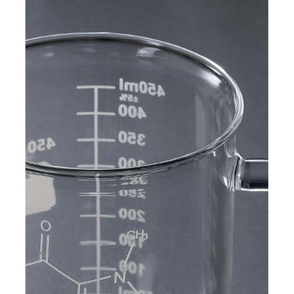 Glass Beaker Coffee Mug with Caffeine Design 450ml by HitMyNeed