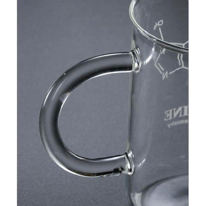 Glass Beaker Coffee Mug with Caffeine Design 450ml by HitMyNeed