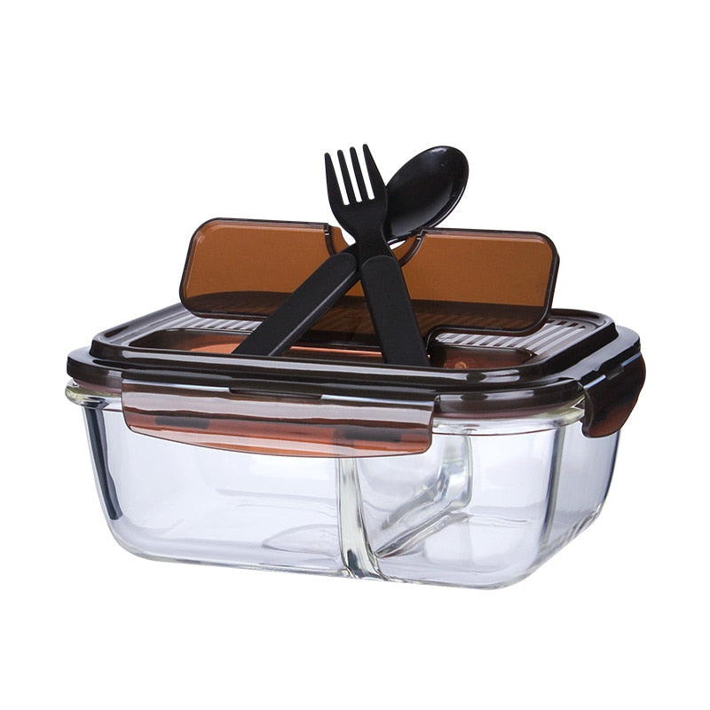 Glass Bento Box Food Container with Cutlery 1020ml by HitMyNeed