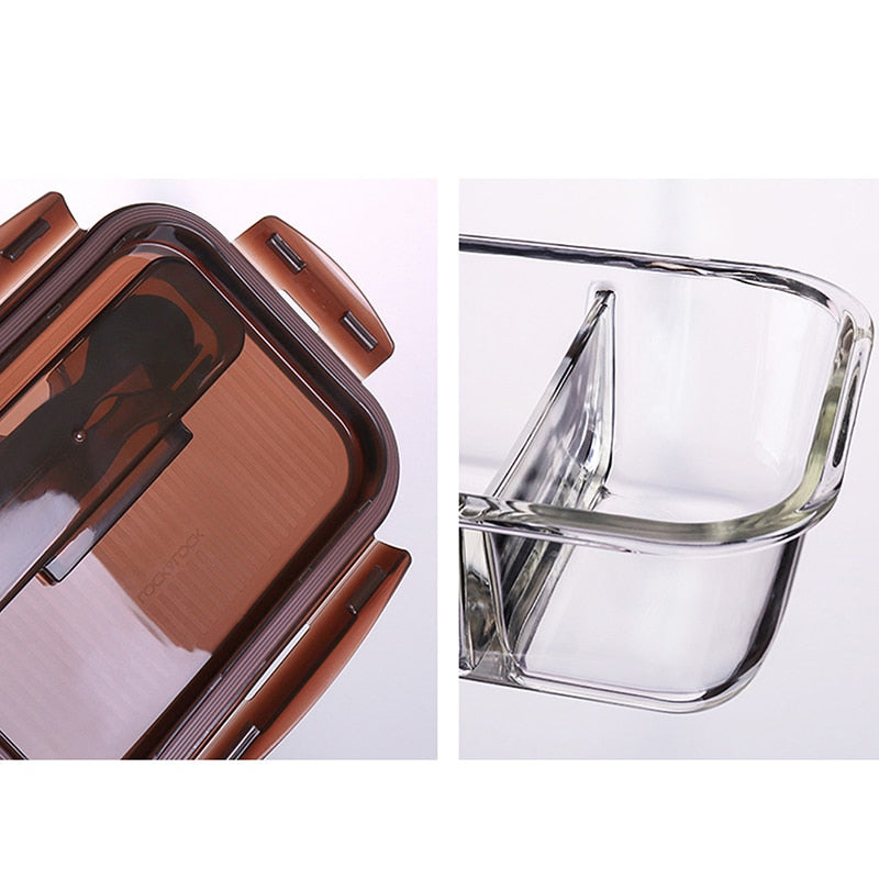 Glass Bento Box Food Container with Cutlery 1020ml by HitMyNeed