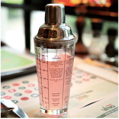 Glass Cocktail Shaker with Recipes & Steel Strainer by HitMyNeed