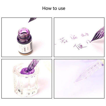 Glass Dip Pen Calligraphy Set with Ink & Holder by HitMyNeed