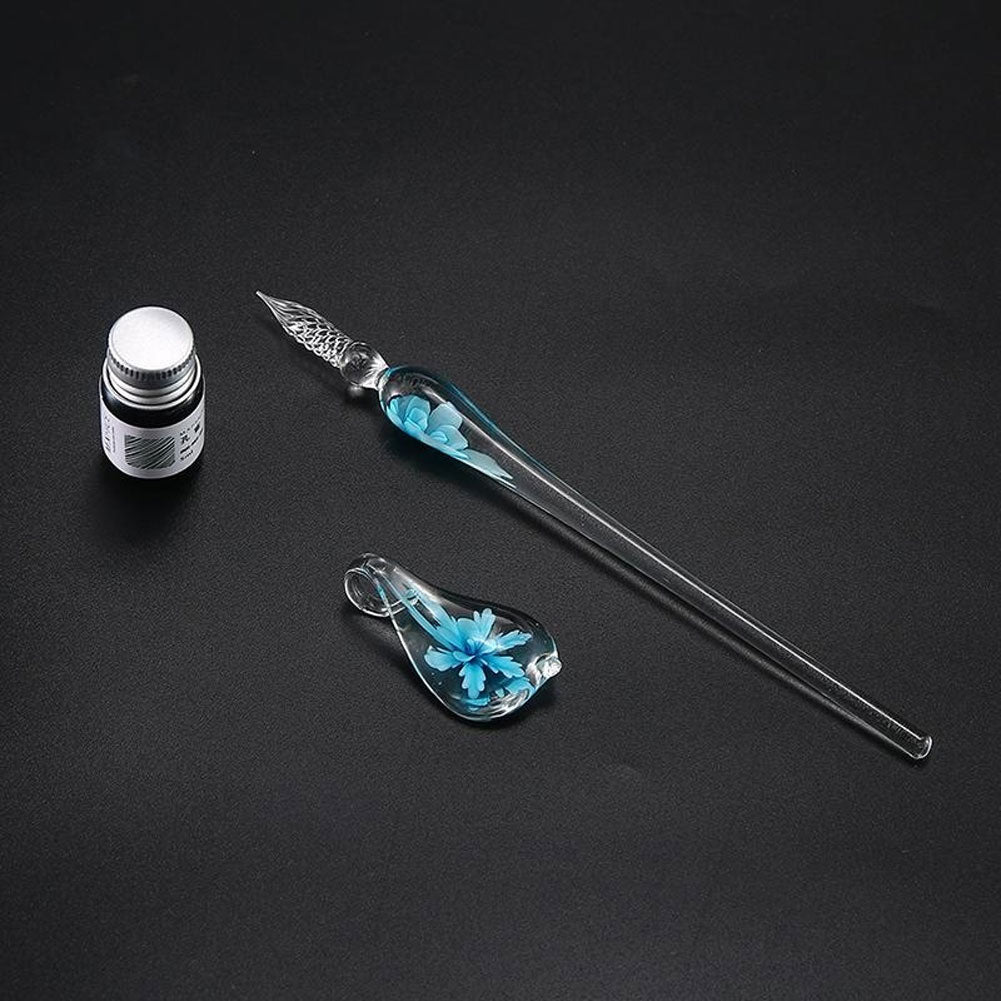 Glass Dip Pen Calligraphy Set with Ink & Holder by HitMyNeed