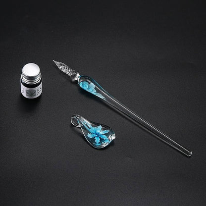 Glass Dip Pen Calligraphy Set with Ink & Holder by HitMyNeed
