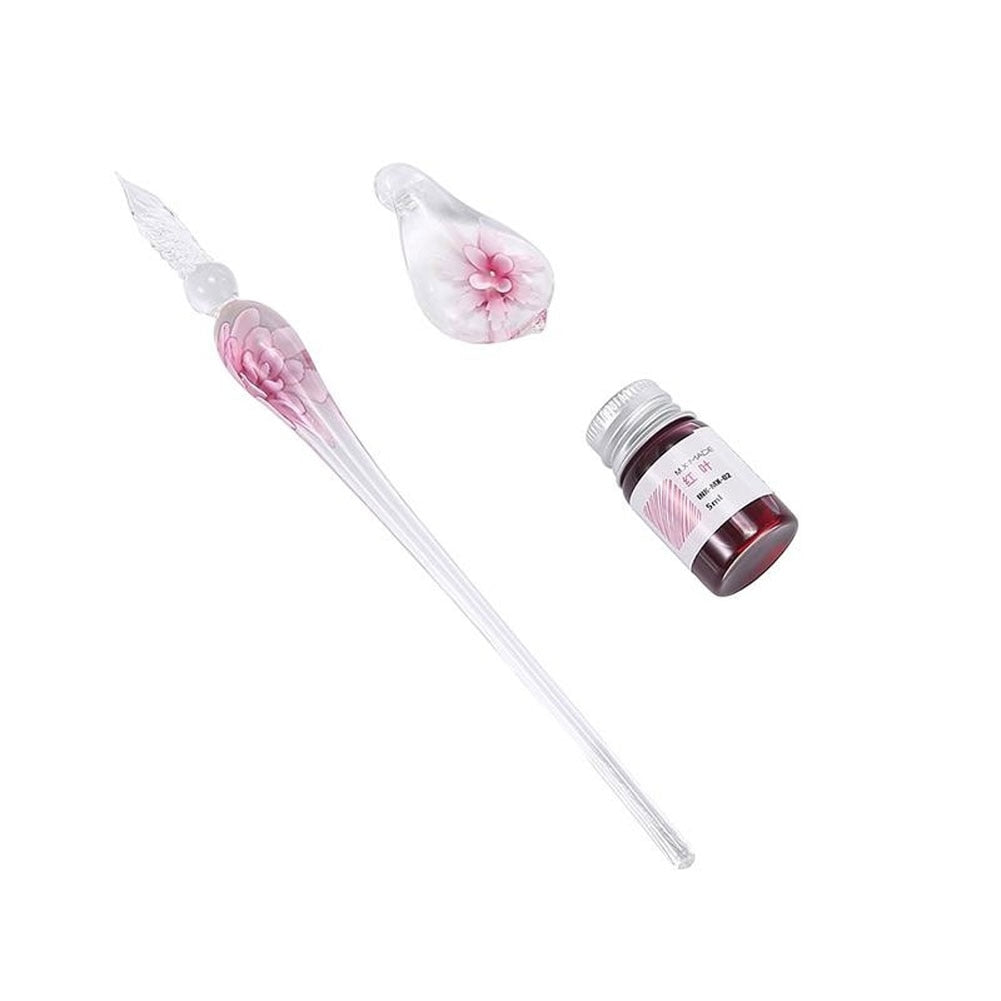 Glass Dip Pen Calligraphy Set with Ink & Holder by HitMyNeed