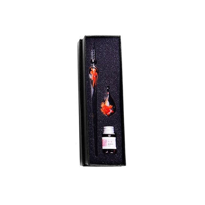 Glass Dip Pen Calligraphy Set with Ink & Holder orange by HitMyNeed
