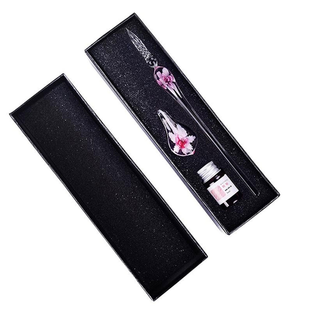 Glass Dip Pen Calligraphy Set with Ink & Holder pink by HitMyNeed