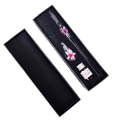 Glass Dip Pen Calligraphy Set with Ink & Holder pink by HitMyNeed