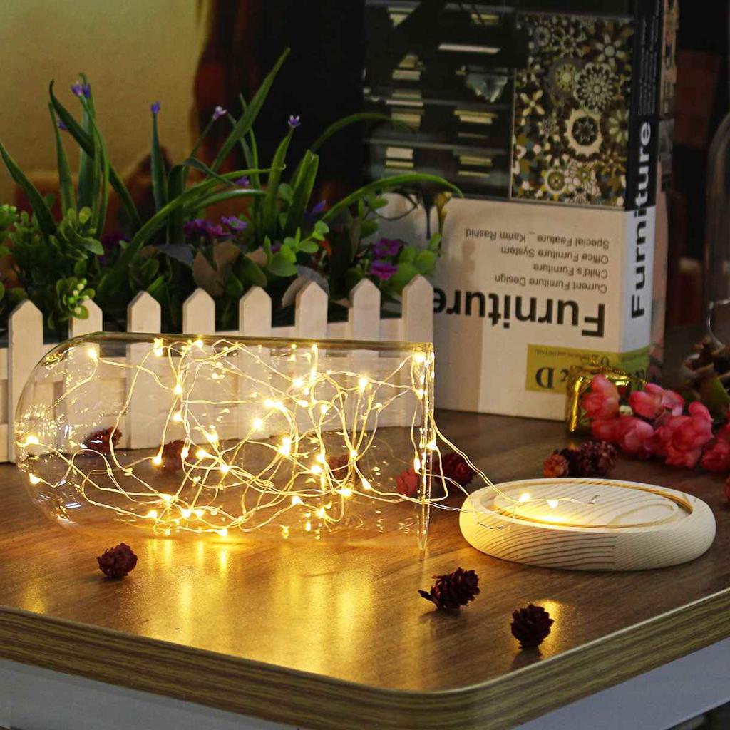 Glass Dome with Wooden Base & LED Fairy Lights by HitMyNeed