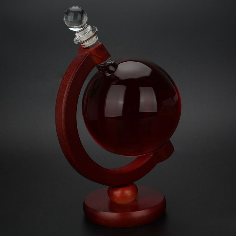 Glass Globe Whiskey Dispenser with Wooden Stand 500ml by HitMyNeed