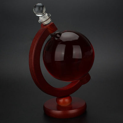 Glass Globe Whiskey Dispenser with Wooden Stand 500ml by HitMyNeed