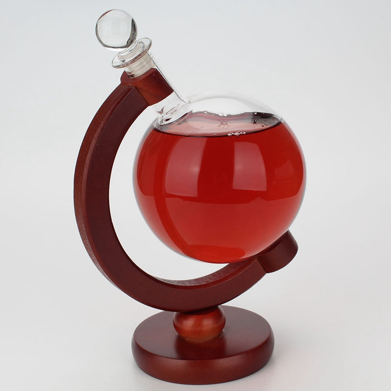 Glass Globe Whiskey Dispenser with Wooden Stand 500ml by HitMyNeed
