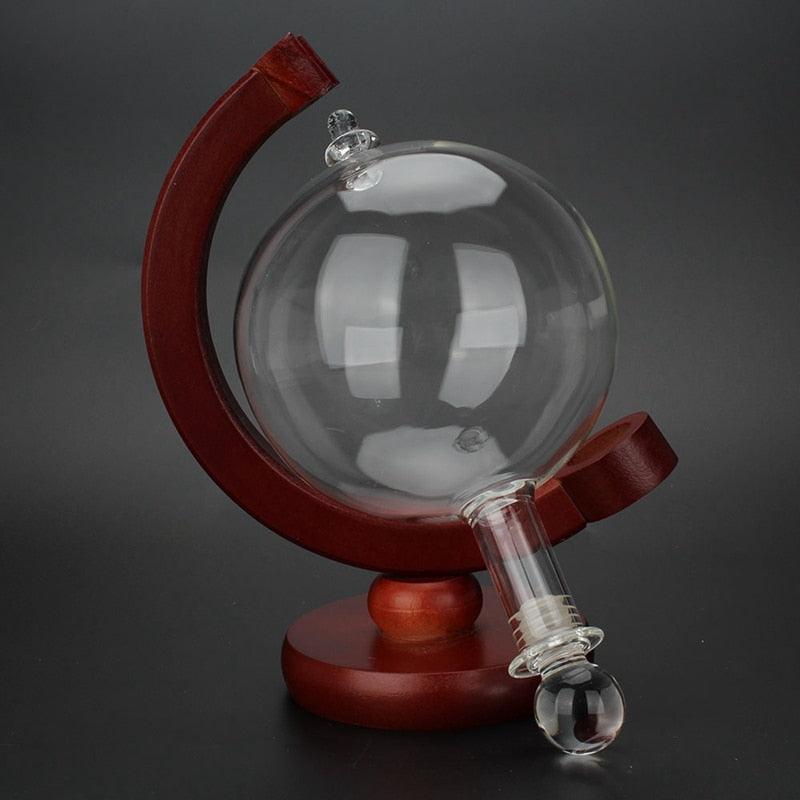 Glass Globe Whiskey Dispenser with Wooden Stand 500ml by HitMyNeed