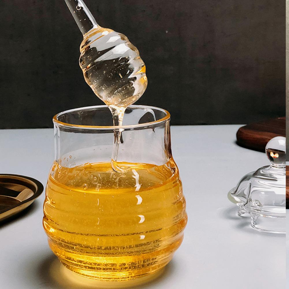 Glass Honey Jar with Dipper, 300 ml Borosilicate by HitMyNeed