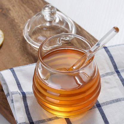 Glass Honey Jar with Dipper, 300 ml Borosilicate by HitMyNeed