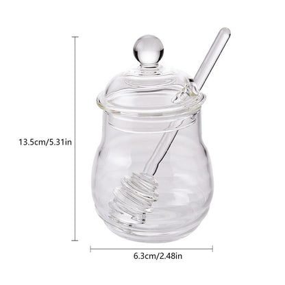 Glass Honey Jar with Dipper, 300 ml Borosilicate by HitMyNeed