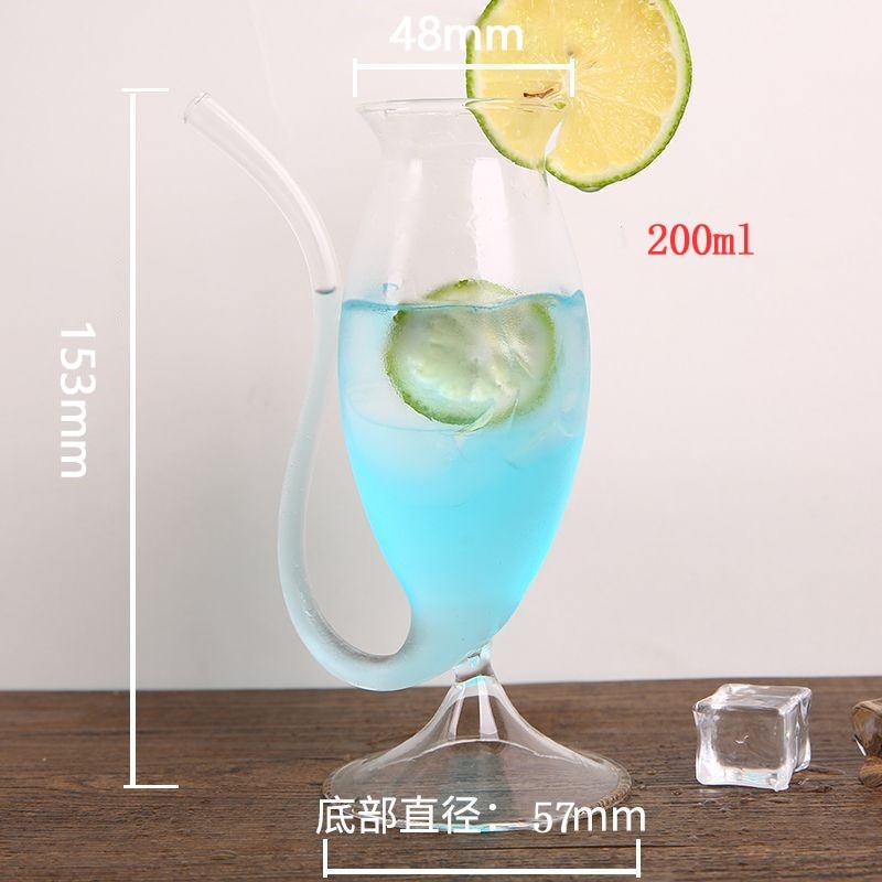 Glass Juice Cups with Built‑In Straw (Set of 2) by HitMyNeed