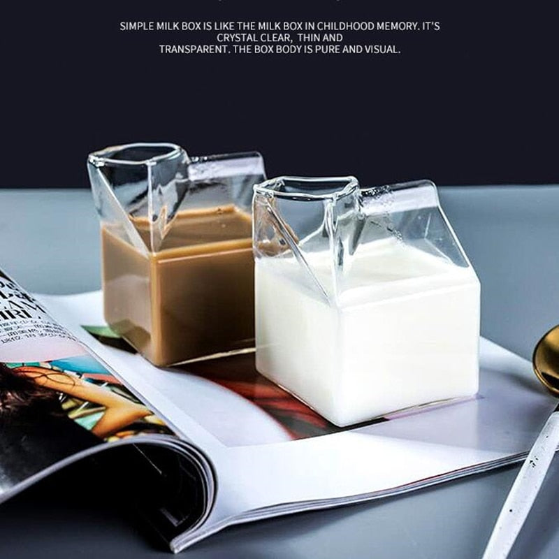 Glass Milk Carton Drink Container 300ml by HitMyNeed