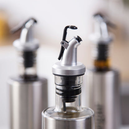 Glass Oil, Vinegar & Sauce Dispenser Bottles Set by HitMyNeed