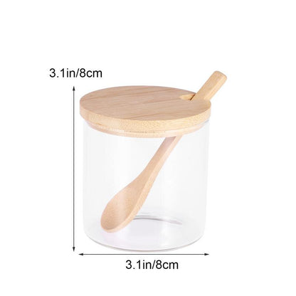 Glass Spice Jar with Spoon and Bamboo Lid by HitMyNeed
