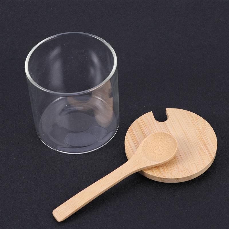 Glass Spice Jar with Spoon and Bamboo Lid by HitMyNeed