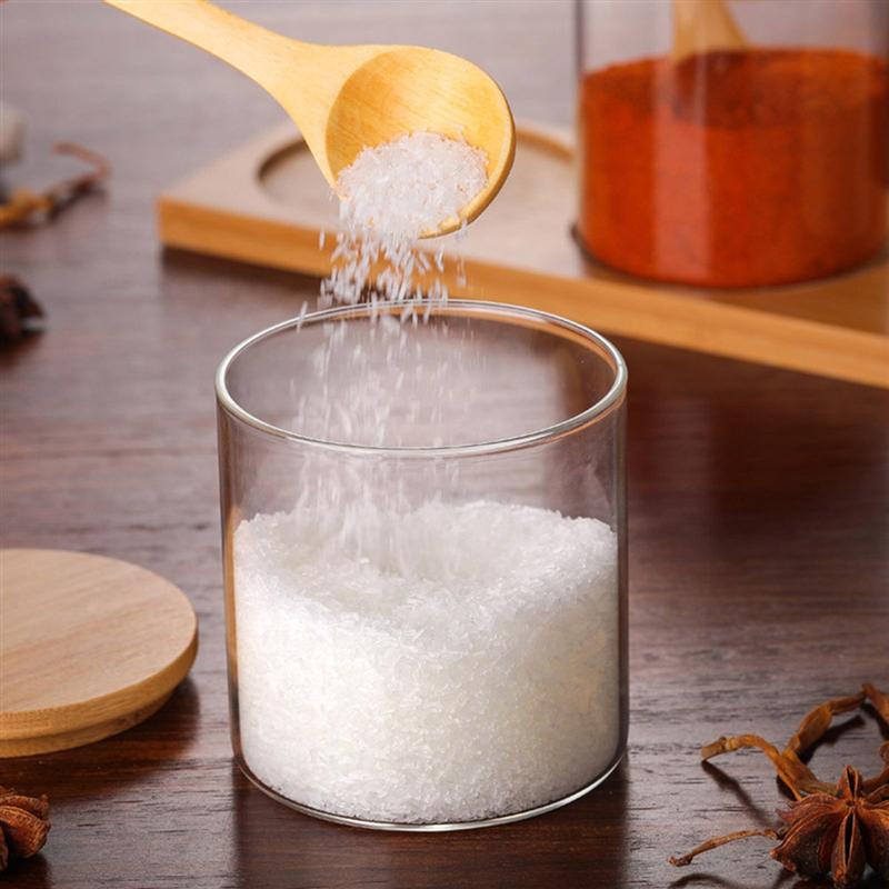 Glass Spice Jar with Spoon and Bamboo Lid by HitMyNeed