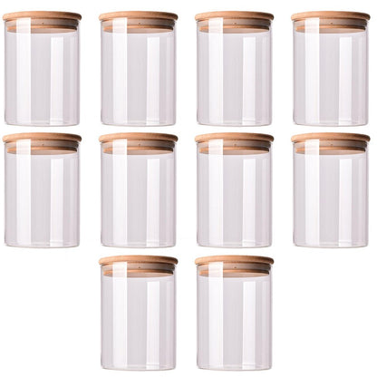 Glass Storage Jars with Bamboo Lids (Set of 10) by HitMyNeed
