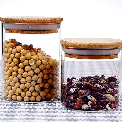 Glass Storage Jars with Bamboo Lids (Set of 10) by HitMyNeed