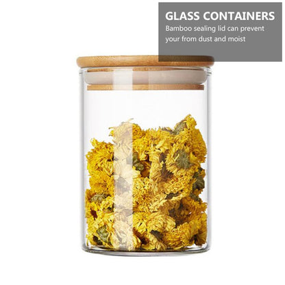 Glass Storage Jars with Bamboo Lids (Set of 10) by HitMyNeed