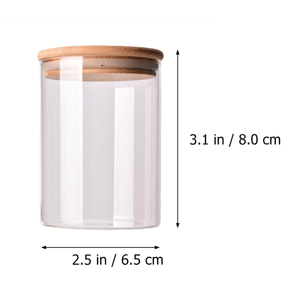 Glass Storage Jars with Bamboo Lids (Set of 10) by HitMyNeed